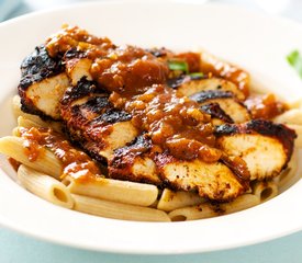 Blackened Chicken Strips on Pasta with Cajun Sauce