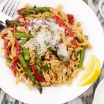 Roasted Asparagus and Red Bell Pepper Pasta Salad