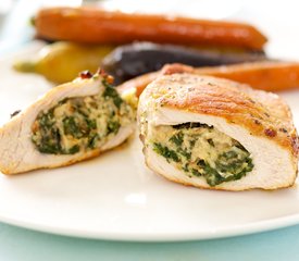 Spinach, Mozzarella and Pine Nuts Stuffed Pork Chops