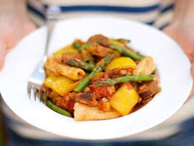 Asparagus, Sausage and Pepper Pasta