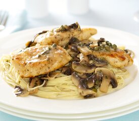 Chicken Piccata with Pasta and Mushrooms