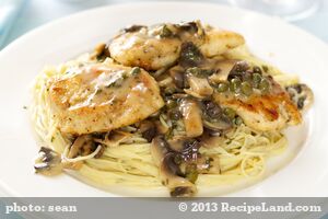 Chicken Piccata with Pasta and Mushrooms recipe