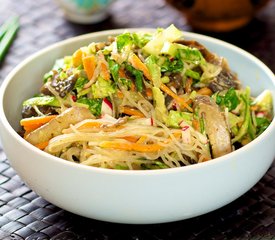 Asian Noodle, Cucumber and Lettuce with Peanut Sauce