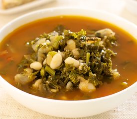 White Bean Soup with Broccoli Rabe and Kale