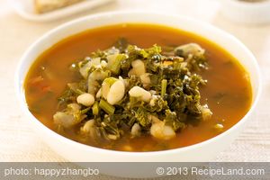 White Bean Soup with Broccoli Rabe and Kale
