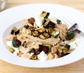 Creamy Pasta With Roasted Zucchini, Almond and Basil