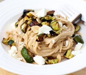 Creamy Pasta With Roasted Zucchini, Almond and Basil