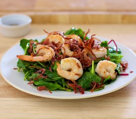 Salad Greens with Prosciutto and Shrimp