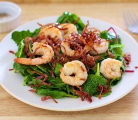 Salad Greens with Prosciutto and Shrimp