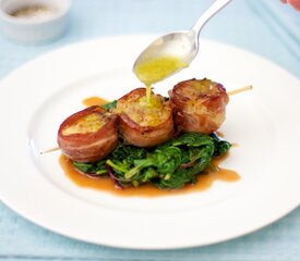 Prosciutto Wrapped Scallops with Citrus Baby Spinach