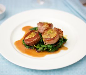 Prosciutto Wrapped Scallops with Citrus Baby Spinach