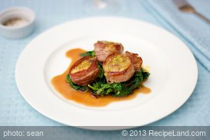 Prosciutto Wrapped Scallops with Citrus Baby Spinach recipe