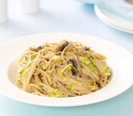 Creamy Fettuccine with Brussels Sprouts and Mushrooms