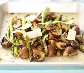 Roasted Asparagus with Mushrooms and Parmesan 