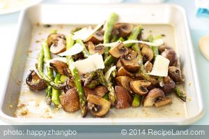 Roasted Asparagus with Mushrooms and Parmesan 