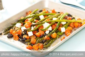 Roasted Asparagus with Cherry Tomatoes, Olives and Feta  recipe