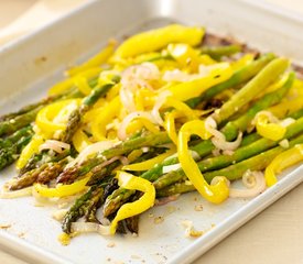 Roasted Asparagus with Sweet Pepper and Shallots