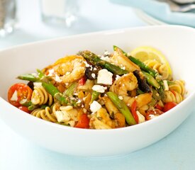 Mediterranean Asparagus Shrimp with Pasta