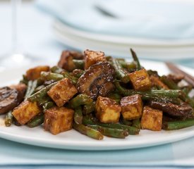 Sour-Spicy Tofu, Green Beans and Mushrooms Stir-Fry