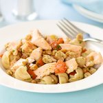 Pasta Shells with Salmon, Tomatoes and Toasted Bread Crumbs