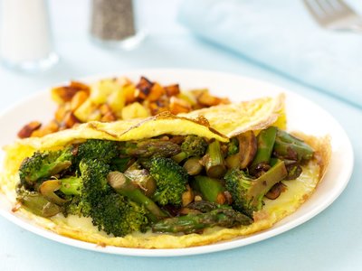 Asparagus, Broccoli, and Mushroom Omelette 