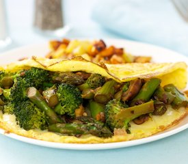 Asparagus, Broccoli, and Mushroom Omelette 