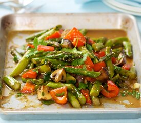 Garlic, Ginger and Soy Roasted Asparagus, Mushroom and Sweet Bell Pepper