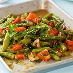 Garlic, Ginger and Soy Roasted Asparagus, Mushroom and Sweet Bell Pepper