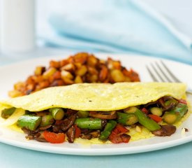 Aspragus, Bell Pepper and Mushroom Omelette 