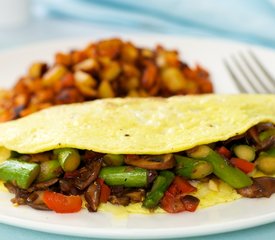 Aspragus, Bell Pepper and Mushroom Omelette 