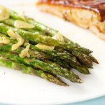 Garlicky Roasted Asparagus with Lemon Mustard Dressing