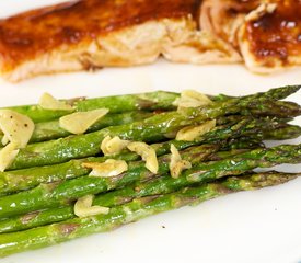 Garlicky Roasted Asparagus with Lemon Mustard Dressing