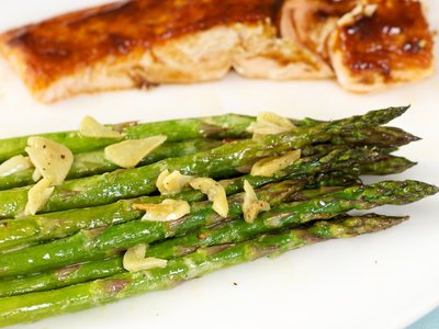 Garlicky Roasted Asparagus with Lemon Mustard Dressing