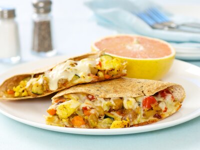 Zucchini, Sweet Potato and Red Bell Pepper Quesadillas 