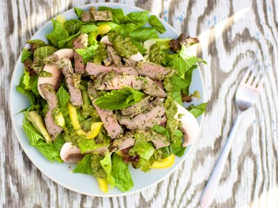 Warm Lamb Salad with Mixed Greens