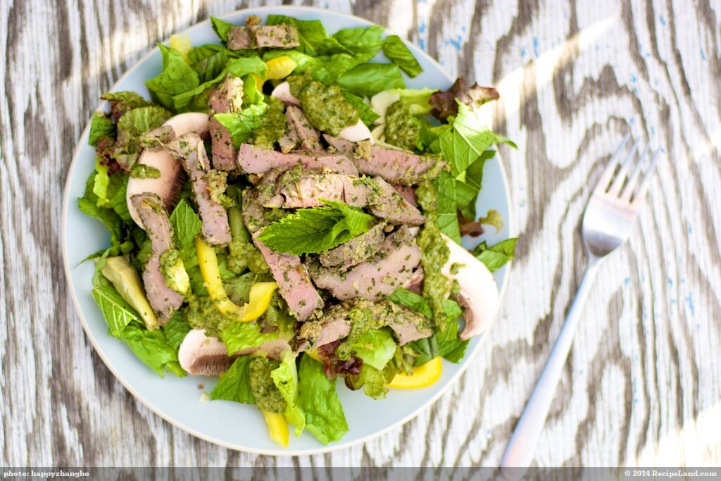Warm Lamb Salad with Mixed Greens
