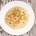 Scallop and Smoked Salmon Pasta