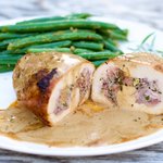 Chicken Breasts Stuffed with Garlic, Ginger, Ham and Tarragon