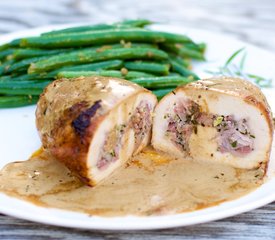 Chicken Breasts Stuffed with Garlic, Ginger, Ham and Tarragon