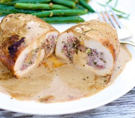 Chicken Breasts Stuffed with Garlic, Ginger, Ham and Tarragon