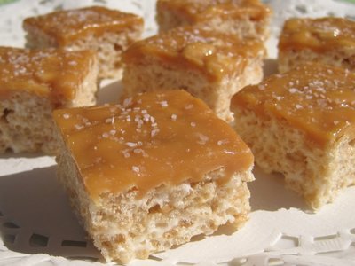 Salted Caramel Rice Krispies Squares