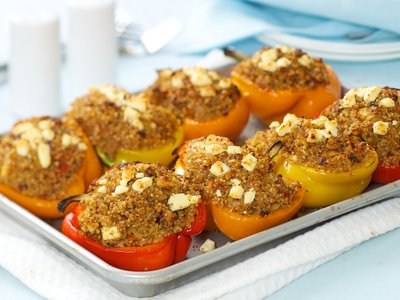 Quinoa, Sun-dried Tomato and Feta Stuffed Bell Peppers