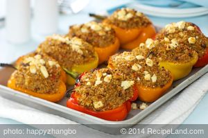 Quinoa, Sun-dried Tomato and Feta Stuffed Bell Peppers recipe