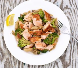 Salmon, Broccoli, and Mushroom Pasta