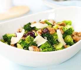 Warm Brocoli Salad with Walnuts, Cranberry and Parmesan