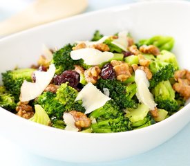 Warm Brocoli Salad with Walnuts, Cranberry and Parmesan