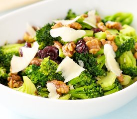 Warm Brocoli Salad with Walnuts, Cranberry and Parmesan