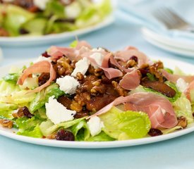 Caramelized Pears, Maple Walnuts Salad with Prosciutto and Goat Cheese