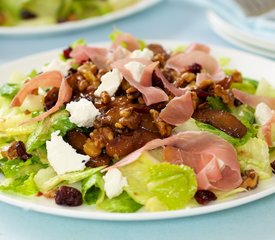 Caramelized Pears, Maple Walnuts Salad with Prosciutto and Goat Cheese