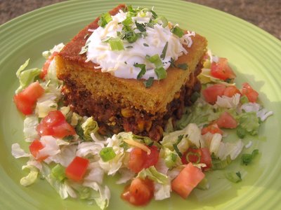 Green Chili Tamale Pie with Cheddar Cornmeal Crust